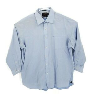 Black Brown 1826 Blue L/S Striped Non Iron Cotton Dress Shirt Mens 18 34/35 2XL